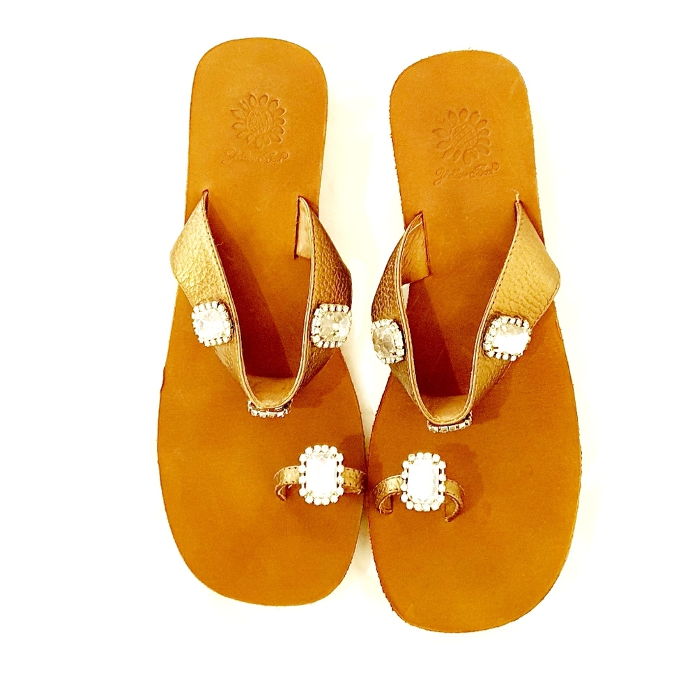 Yellow Box Leather Bling Sandal